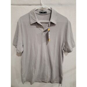 Member's Mark Men's Medium Polo Shirt Heather‎ Grey Striped Cotton Blend NWT